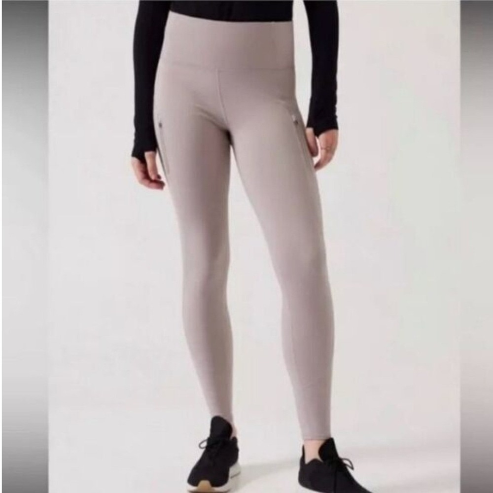 Athleta Rainier Tight Leggings Dusk Purple High Rise Fleece Lined Small Petite